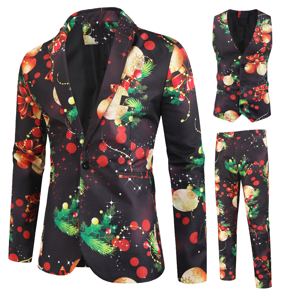 Men's Printed Three Piece Suit #3TZMK28 - Suits | Multicolour / M