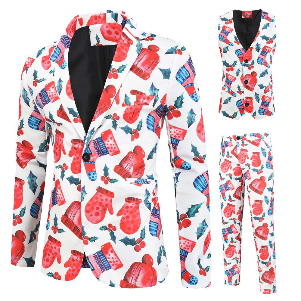 Men's Printed Three Piece Suit #3TZMK30 - Suits | Multicolour / M