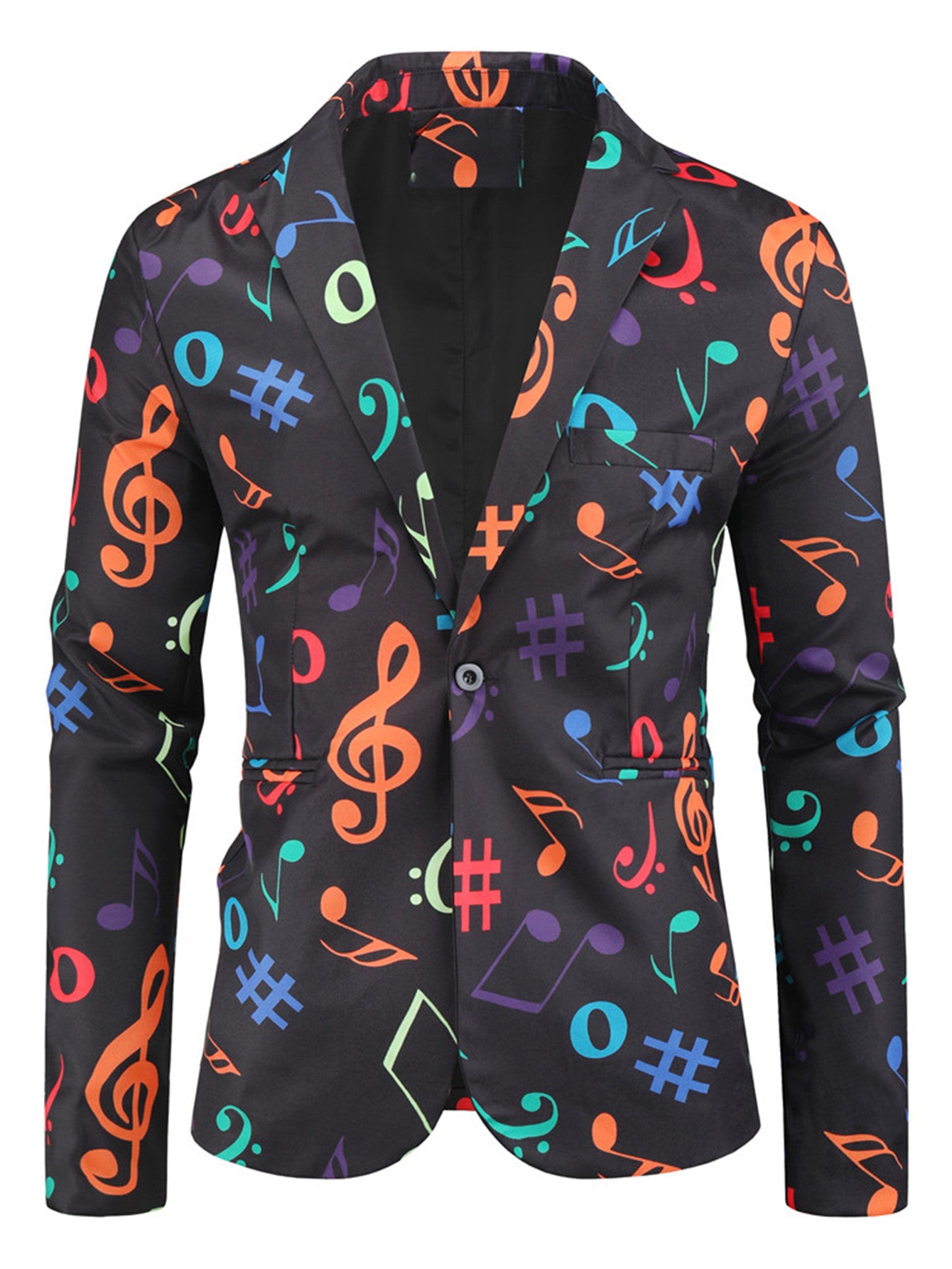 Colorful Musical Note Men’s Suit Set – Bold Stage Outfit - | Multicolour / M