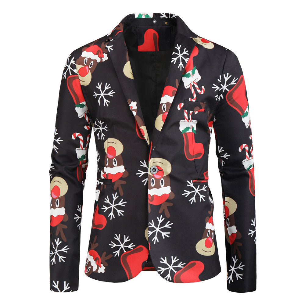 Men's Christmas Print Blazer #X25 - Blazers | Multicolour / M