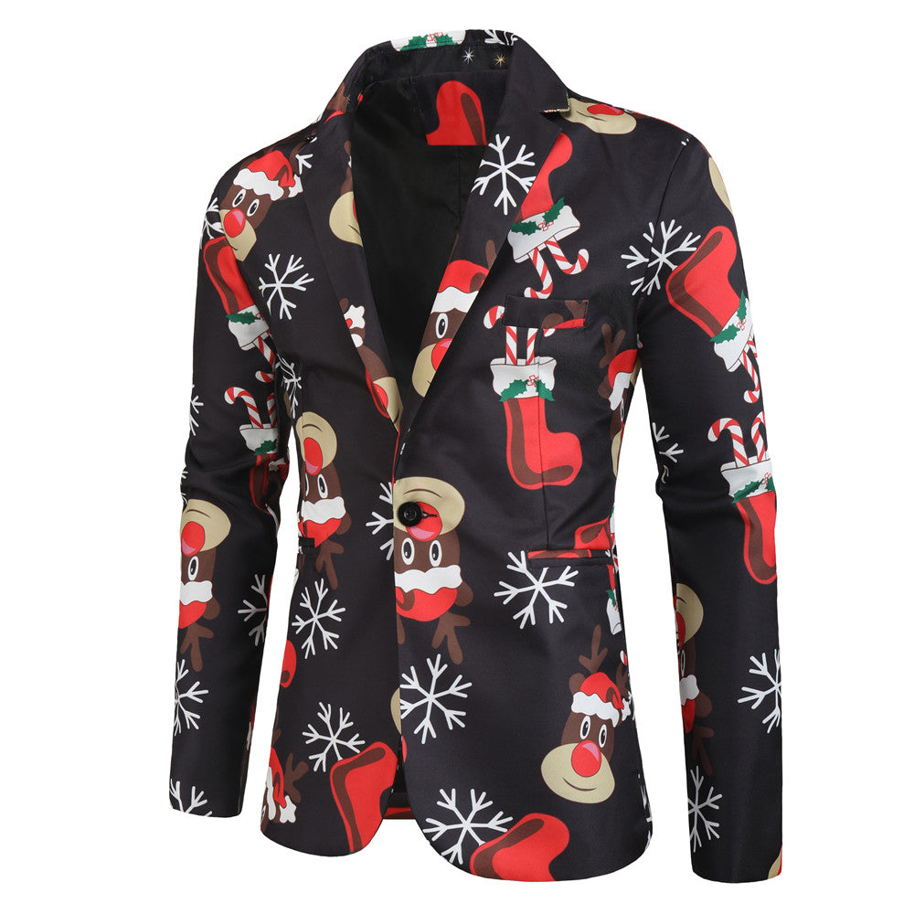 Men's Stylish Christmas Print Suit #2TZ25 - Suits | Multicolour / M