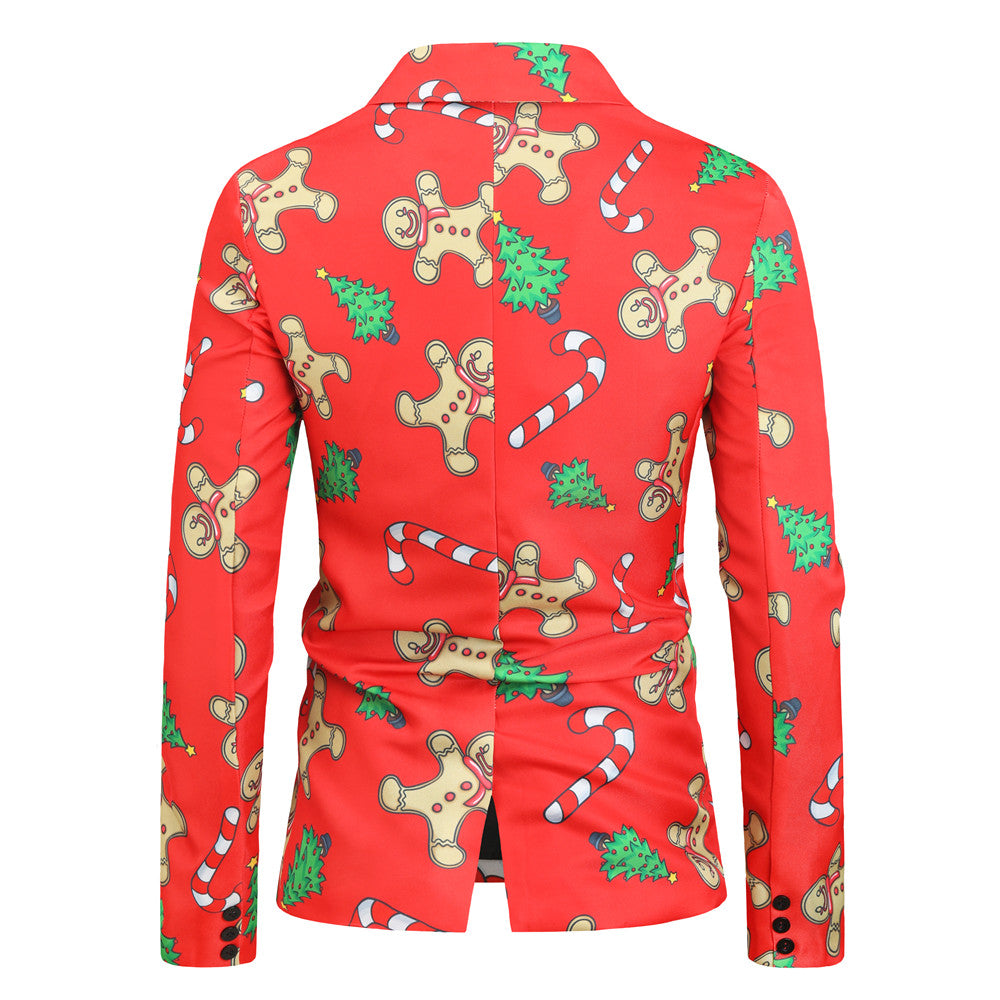 Men's Christmas Print Blazer #X26 - Blazers | Red / M