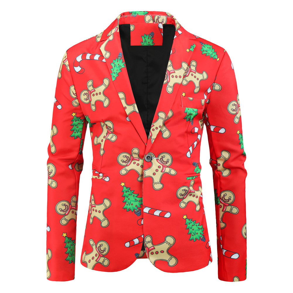 Men's Christmas Print Blazer #X26 - Blazers | Red / M