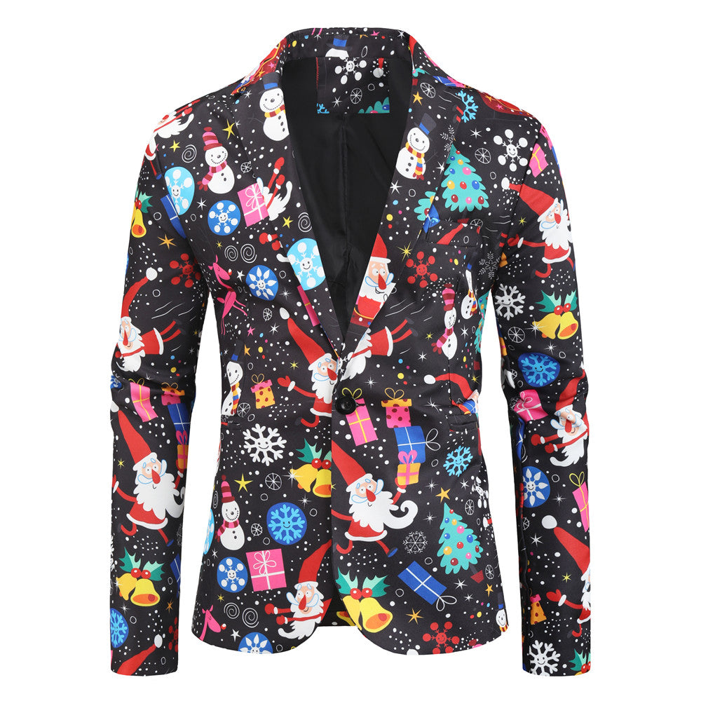 Men's Christmas Print Blazer #X27 - Blazers | Multicolour / M