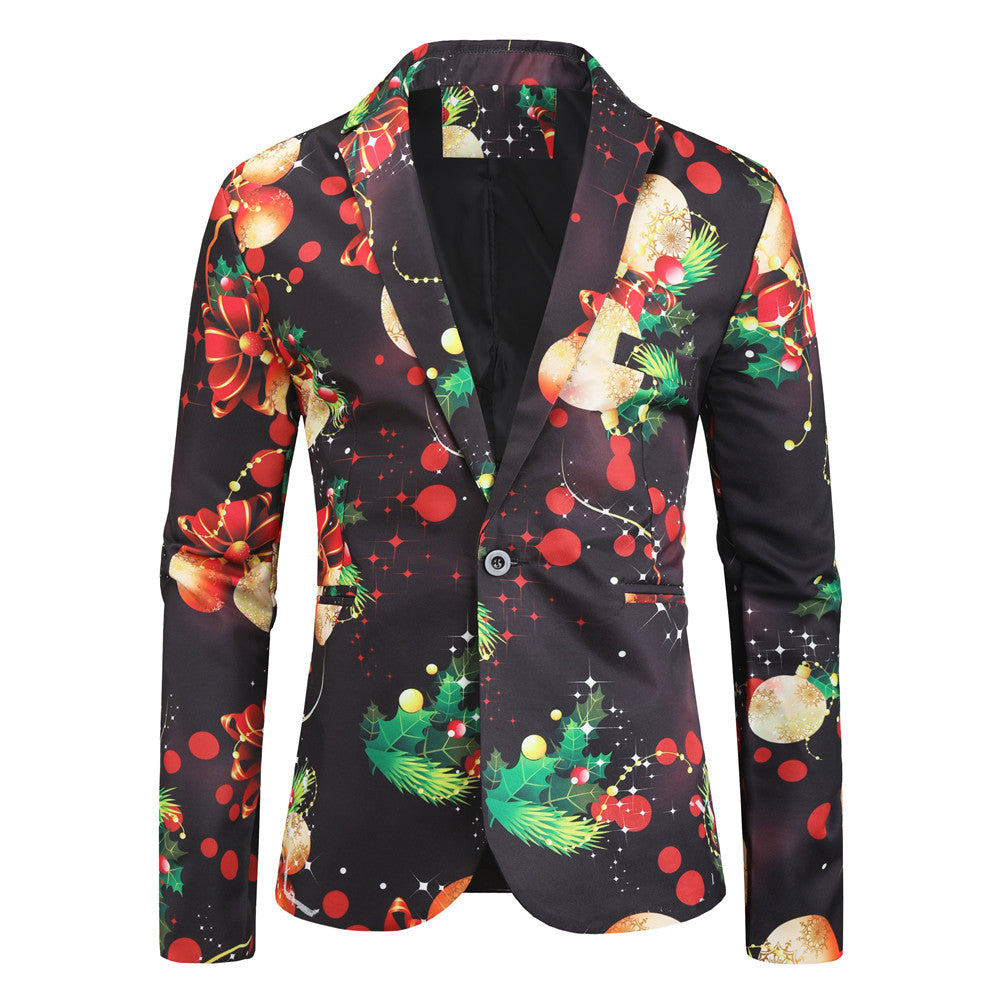 Men's Christmas Print Blazer #X28 - Blazers | Multicolour / M