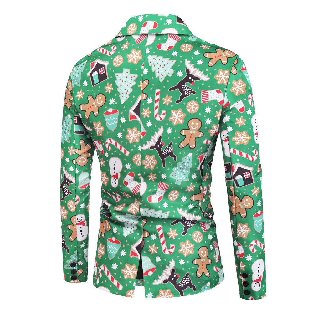 Men's Christmas Bold Print Suit #2TZ31 - Suits | Green / M