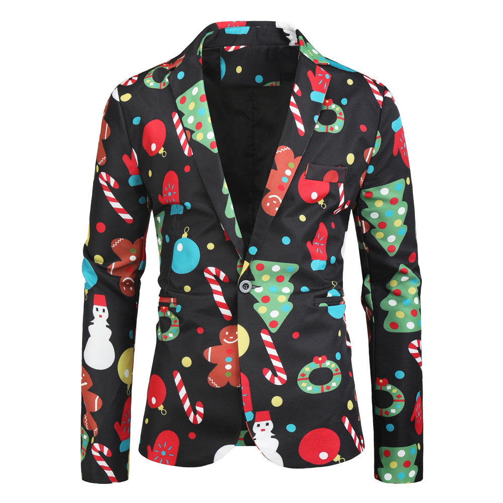 Men's Christmas Print Blazer #X32 - Blazers | Multicolour / M