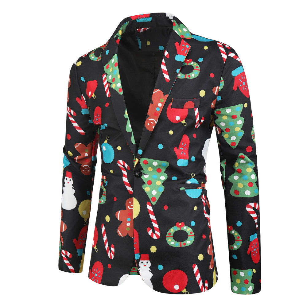 Men's Christmas Print Blazer #X32 - Blazers | Multicolour / M