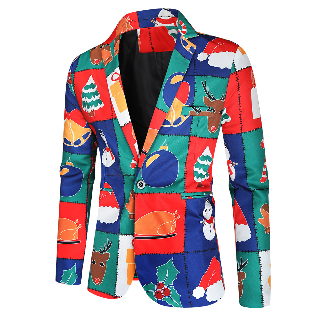 Men's Christmas Print Suit #2TZ33 - Suits | Multicolour / M