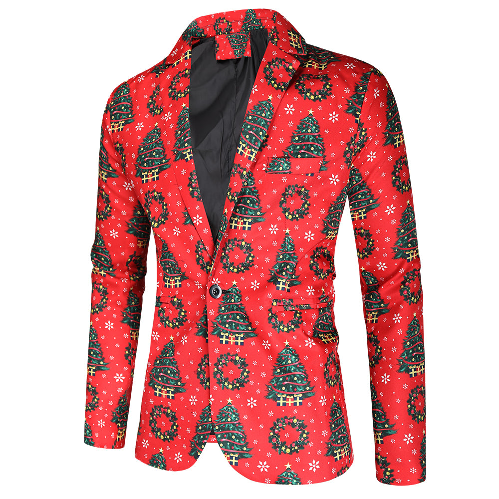 Men's Christmas Print Suit #2TZ35 - Suits | Red / M