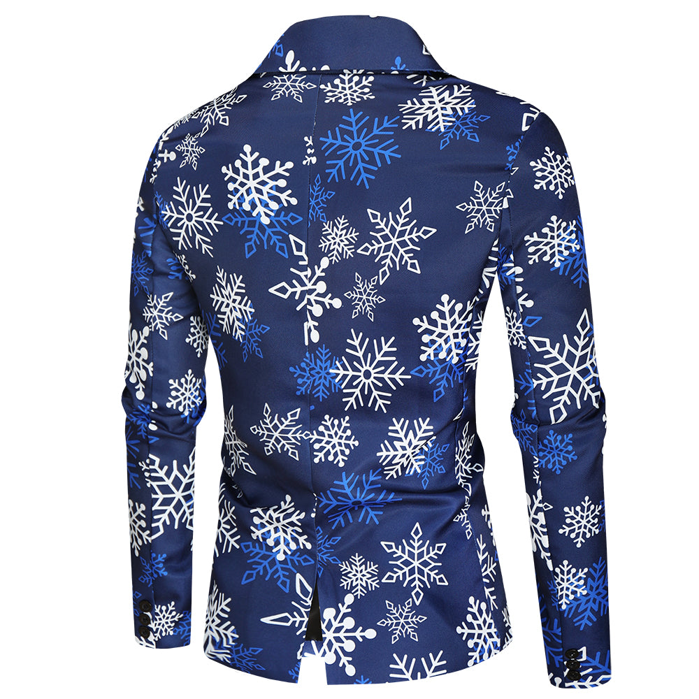 Men's Snowflake Print Suit #2TZ36 - Suits | Blue / M