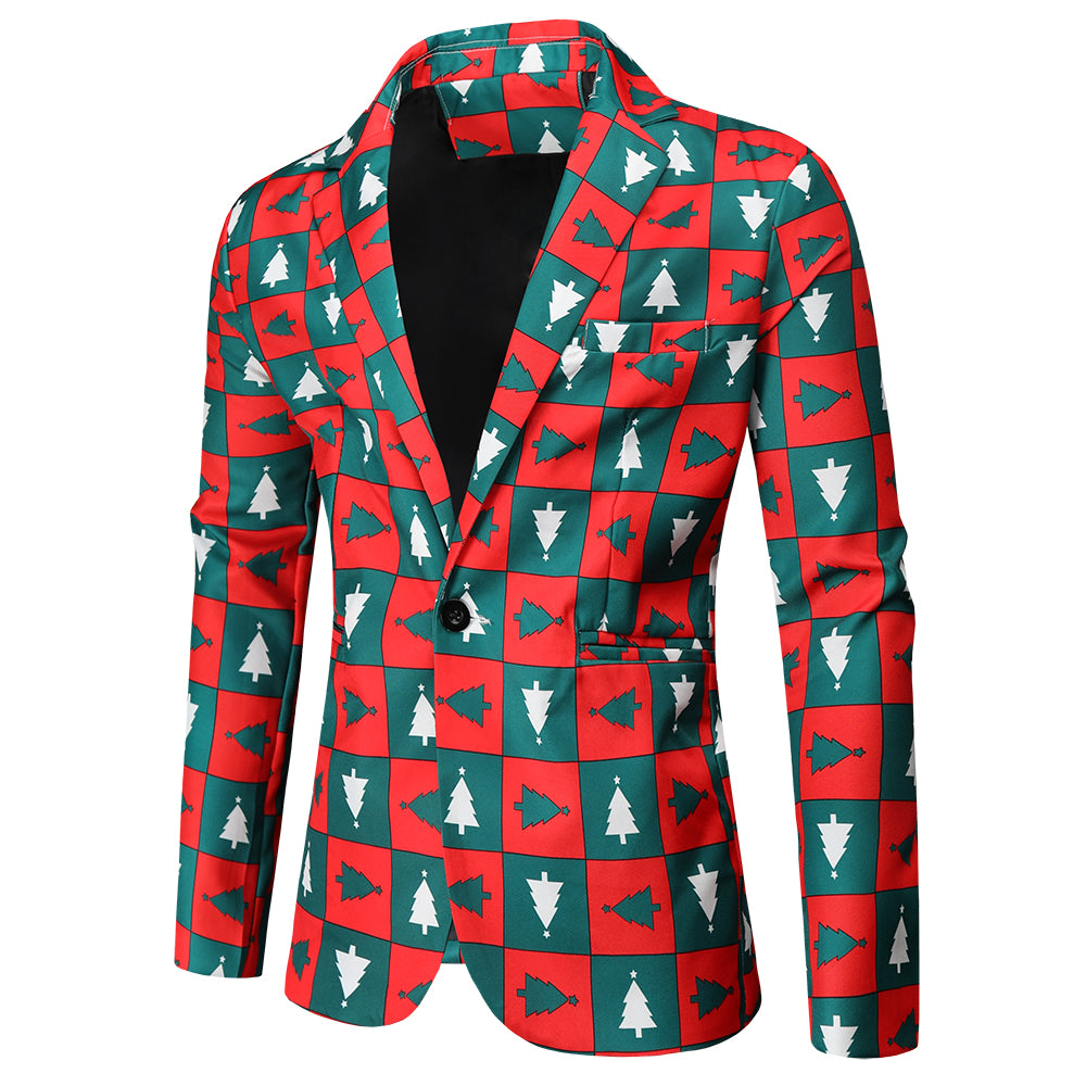 Men's Christmas Plaid Printed Blazer #X43 - Blazers | Multicolour / M