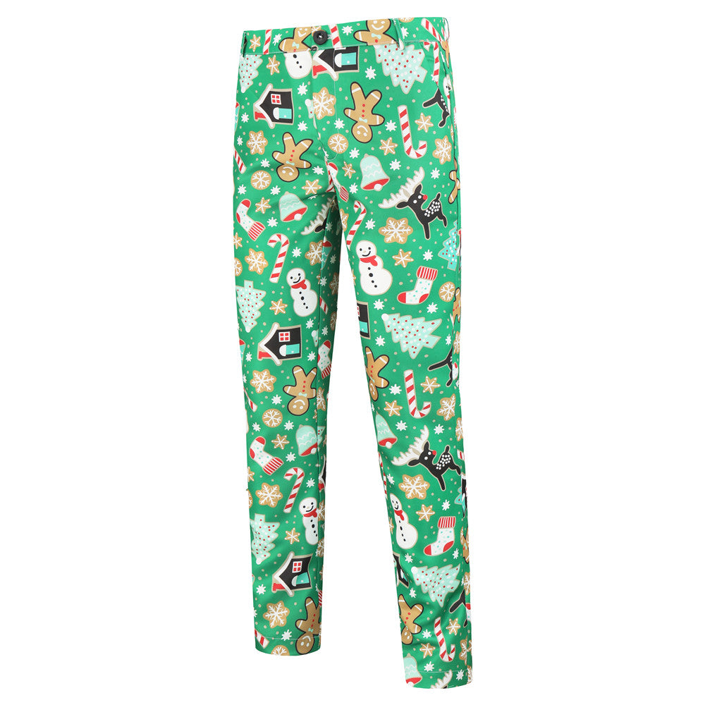 Men's Christmas Bold Print Suit #2TZ31 - Suits | Green / M