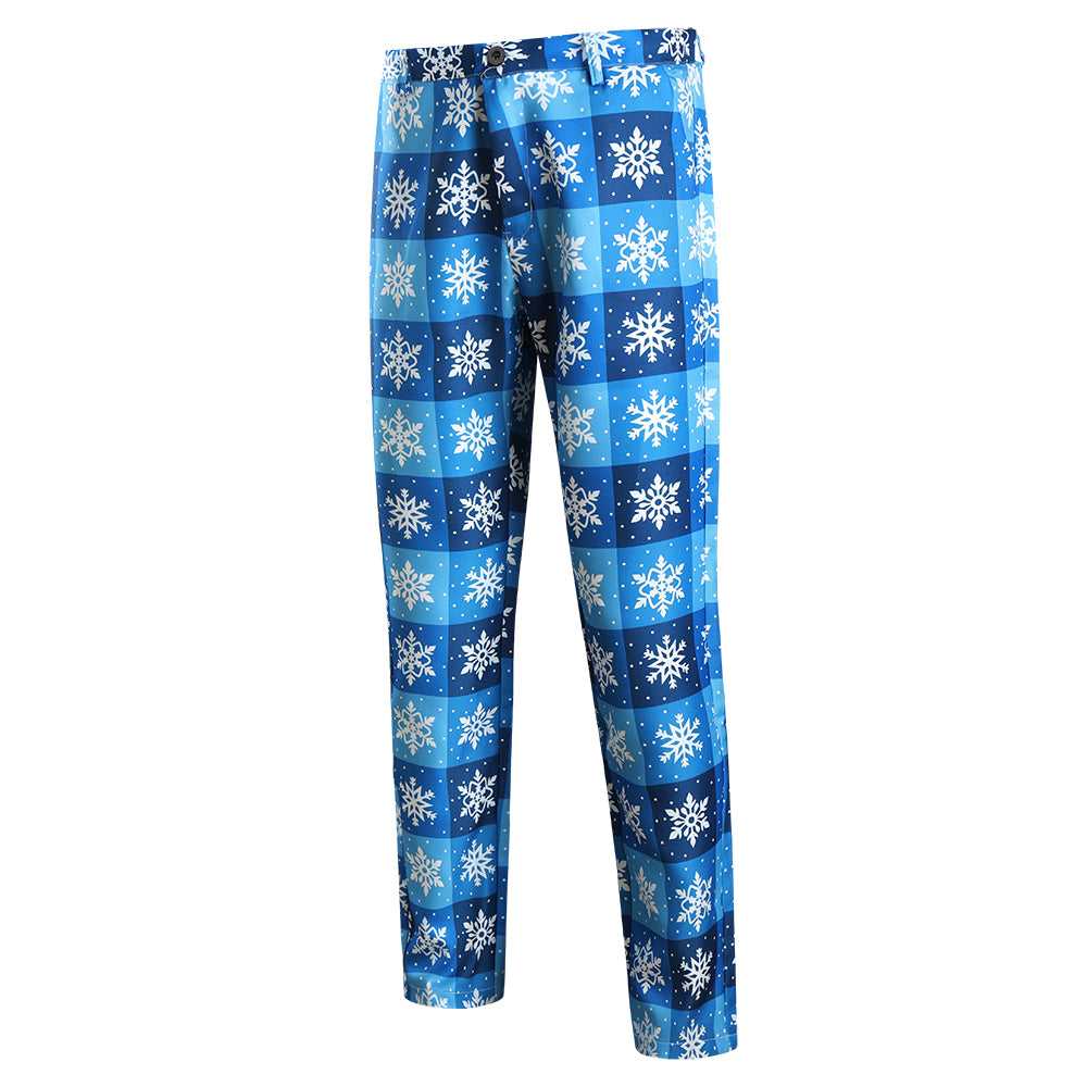Men's Snowflake Plaid Vest Suit #2TZMK42 - Suits | Blue / M