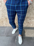 Men's Classic Plaid Pants #XK6025 - Pants | Royal Blue / S