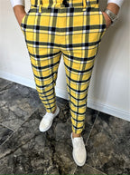 Men’s Timeless Check Pants #XK6020 - Pants | Yellow / S