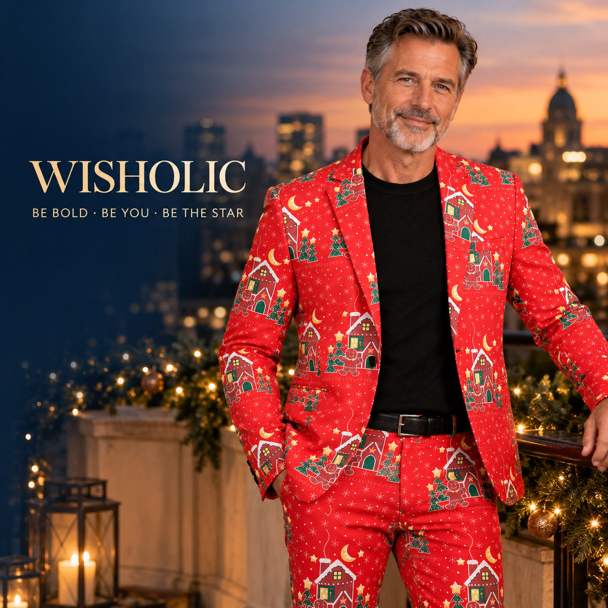 Red Gingerbread House Print Suit