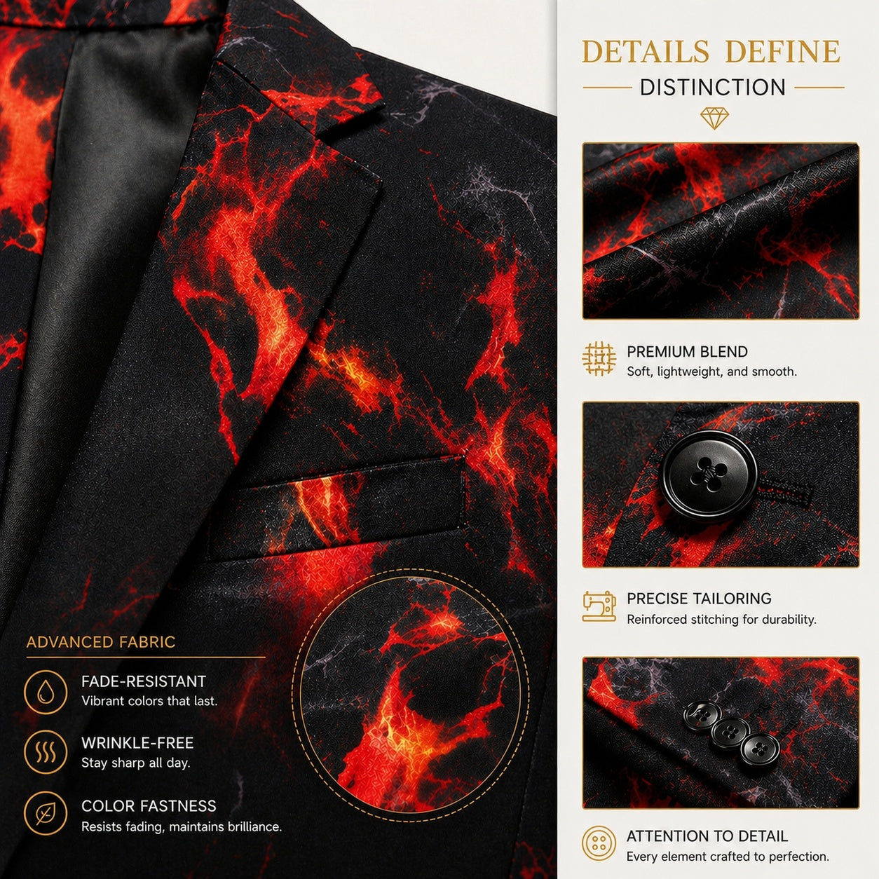 Black Flame Print Suit Set