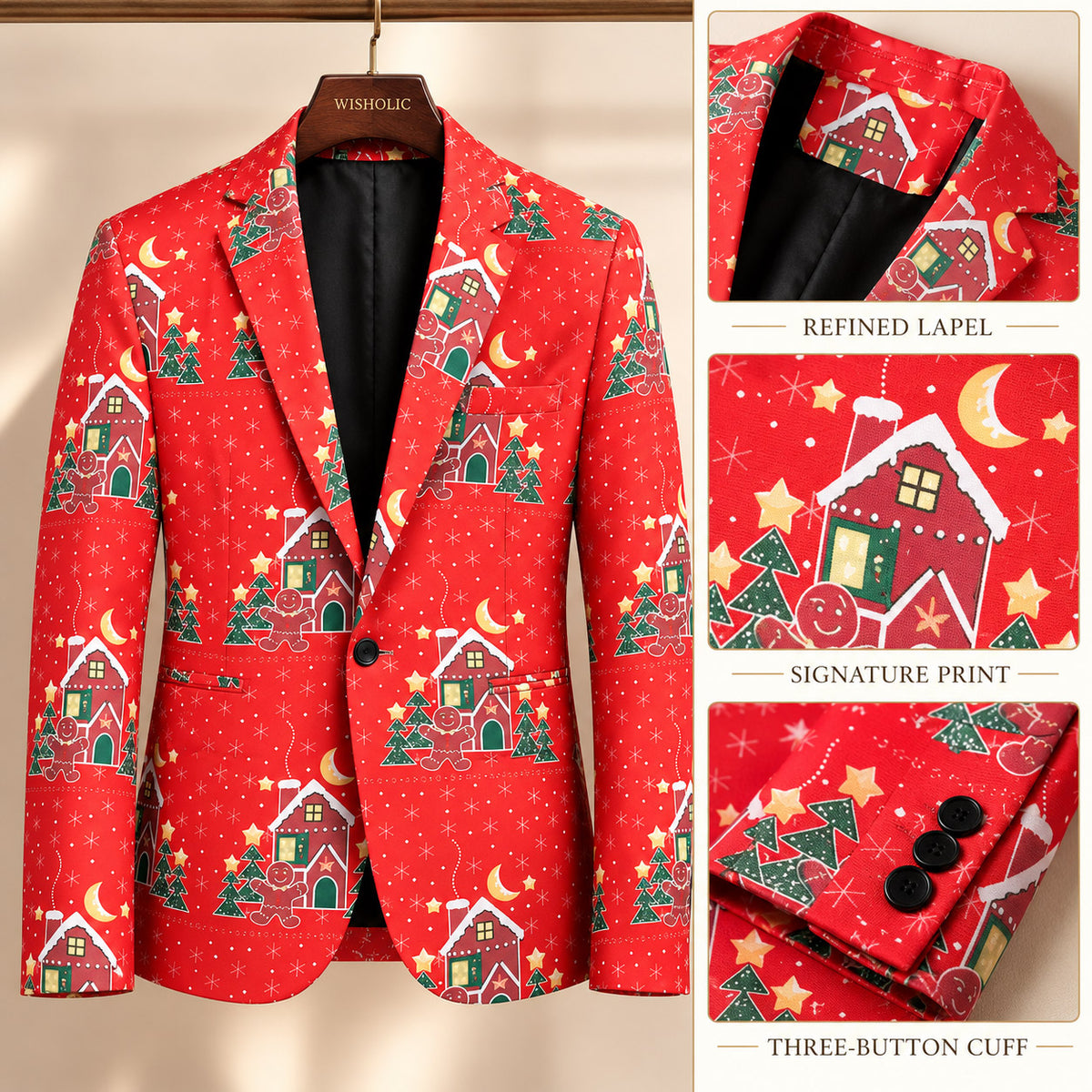Red Gingerbread House Print Suit