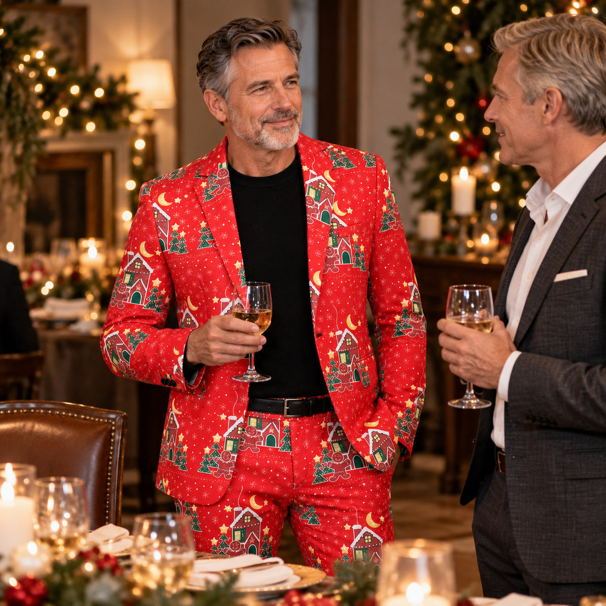 Red Gingerbread House Print Suit