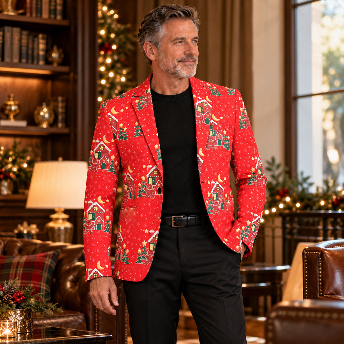 Red Gingerbread House Print Suit