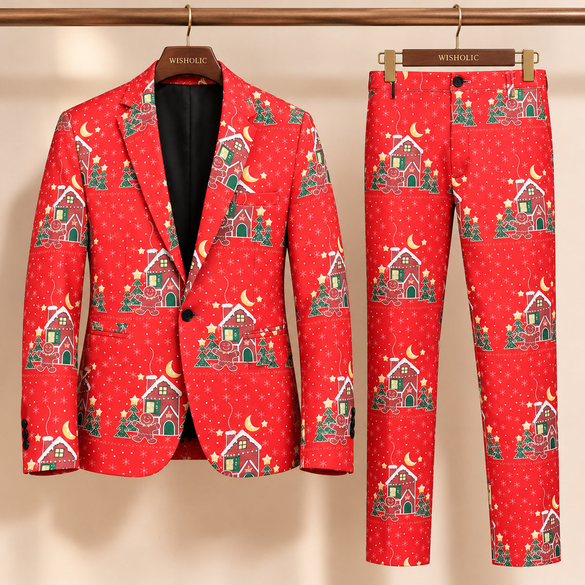 Red Gingerbread House Print Suit
